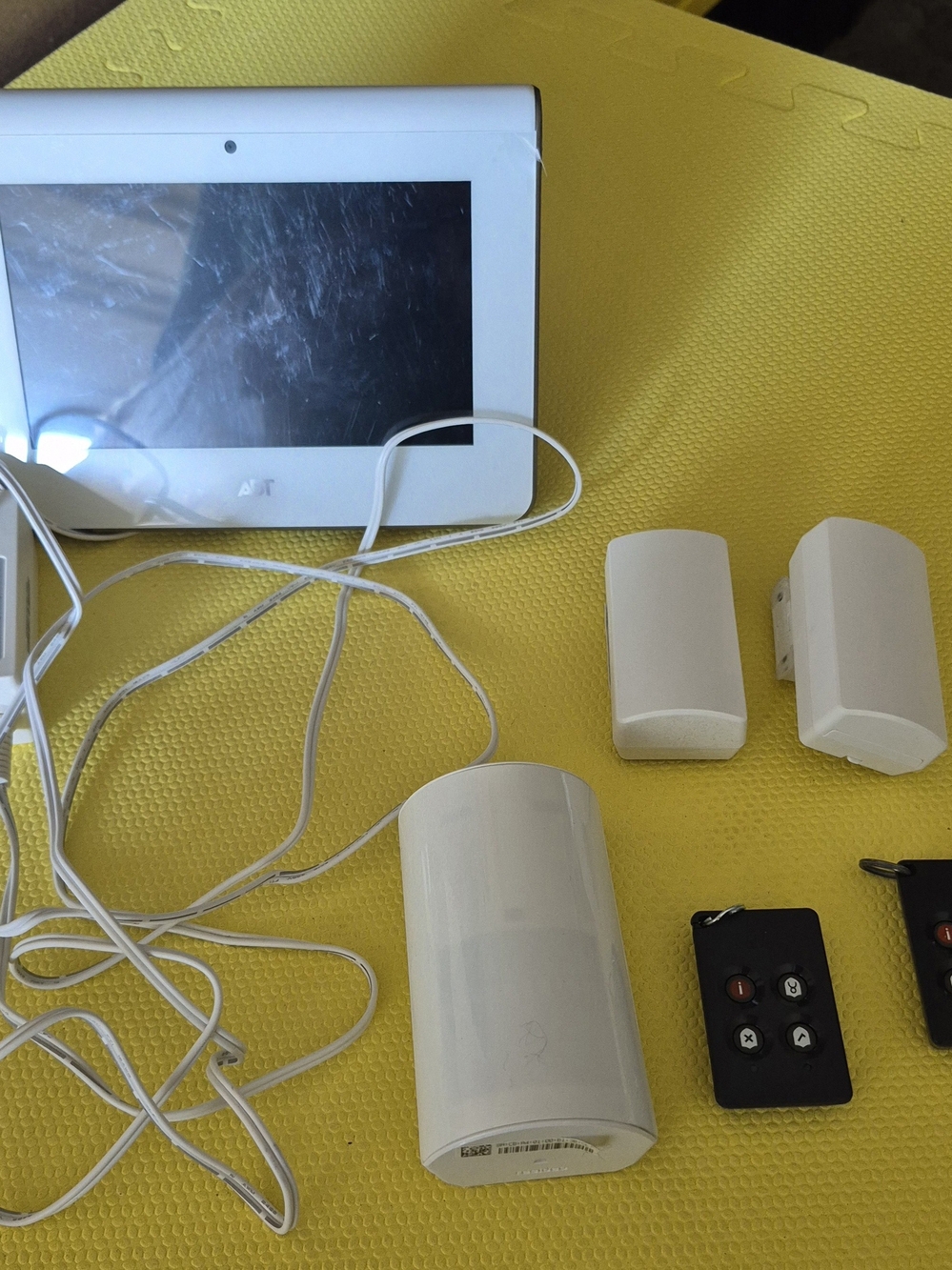 ADT White Home Security Hub with Sensors and Remotes Used